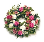 Wreath Leaf Edging  Pink and White